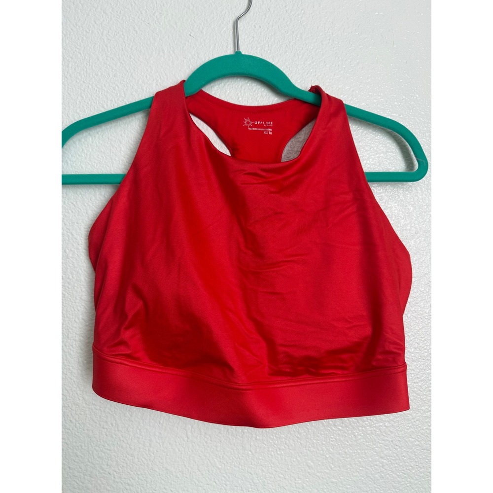 Offline by Aerie Goals Gloss Red High Neck Racerback Sports Bra XL - Picture 2 of 11